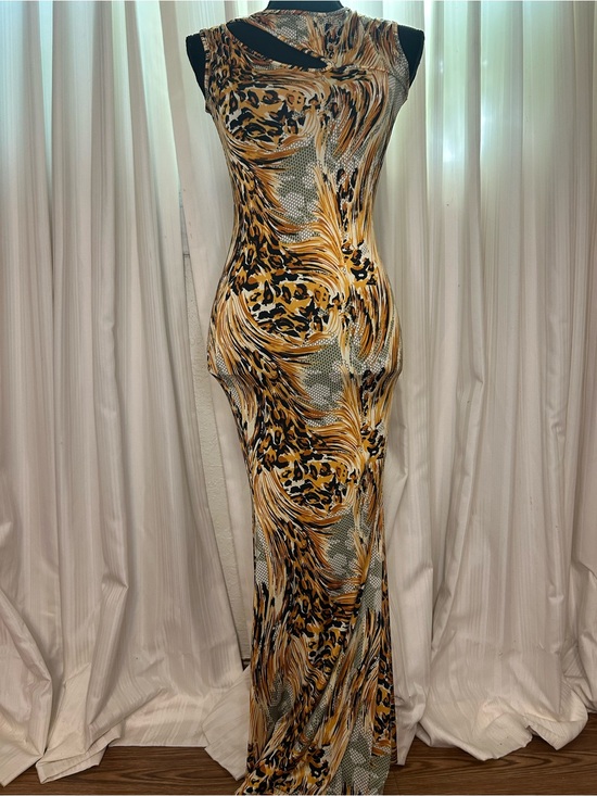 Chico's Dresses & Skirts - Chico's Gold and Black Animal Print Sleeveless Maxi Dress